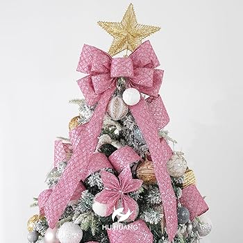 PINｋ RIＢＢON様ありがとうございます Amazon.com: HUIHUANG Pink Wired Christmas Ribbon 4 inch
